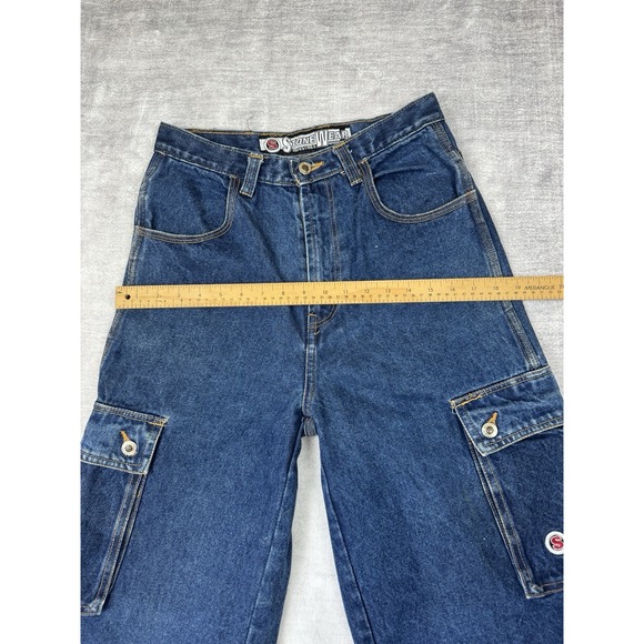 Stone Wear Industries Shorts Mens 28 Blue Denim Baggy Wide Leg Cargo Vtg Y2K - Picture 11 of 16